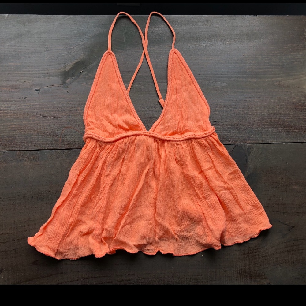 Plunging criss cross tank top